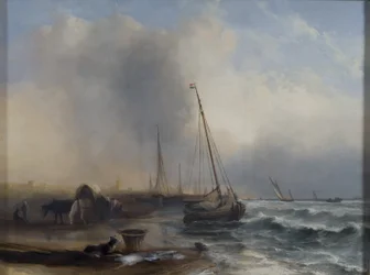 Havlandskab med både og figurer
